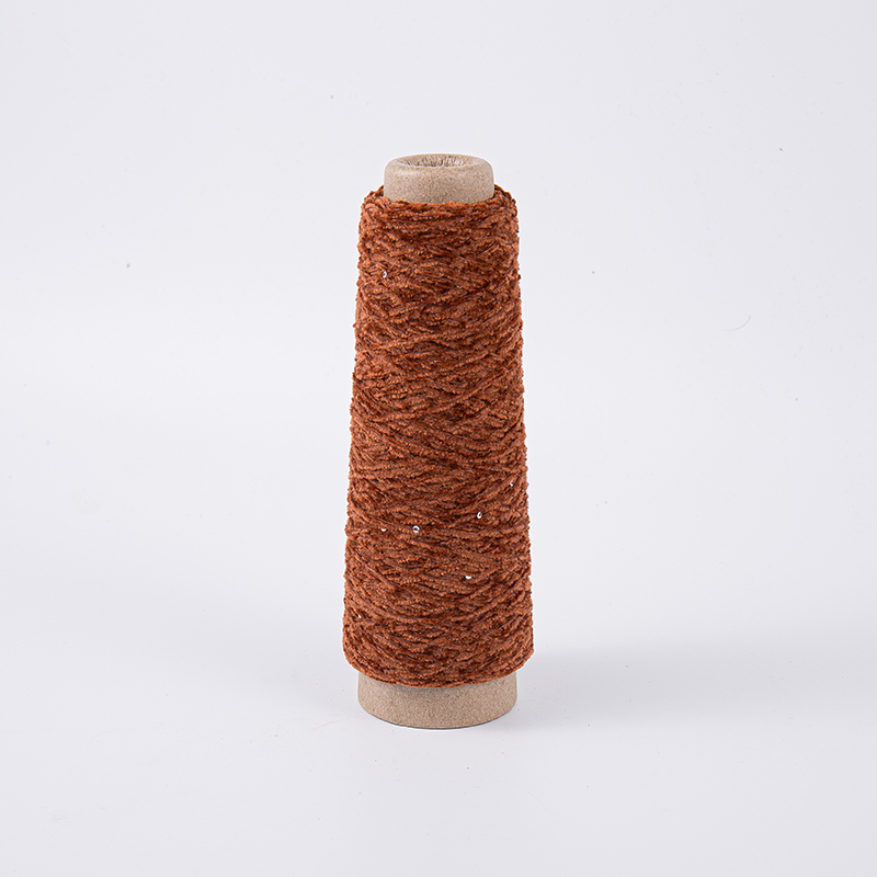 Lichtbruine chenille garen polyester paillette garen